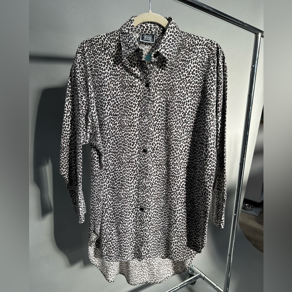 Ginger G Black and White Leopard Button Down Shirt